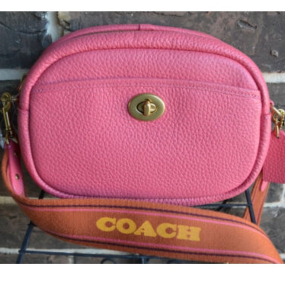 [NWT] Coach Soft Pebbled Leather Watermelon Pink Camera Bag